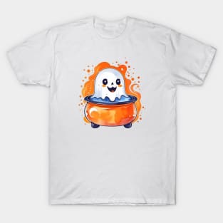 A ghost in a pot with a spooky face T-Shirt